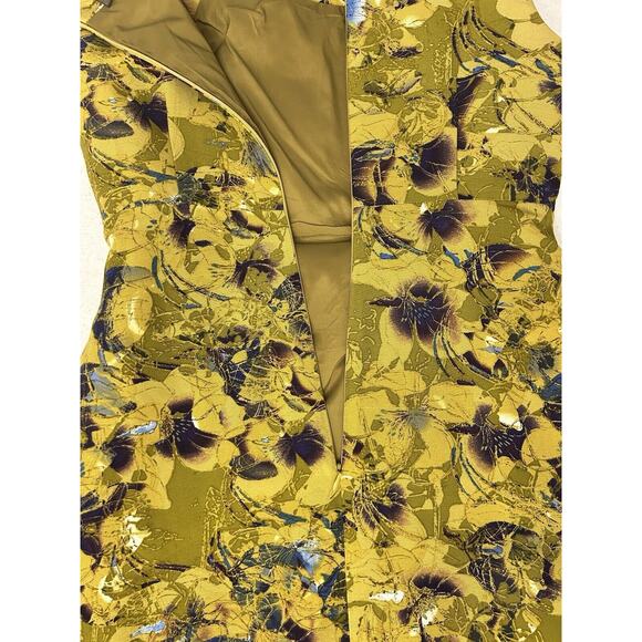 Taylor Dress Bengaline‎ Womens size 2 Green floral silk blend sleeveless bold - Picture 11 of 14